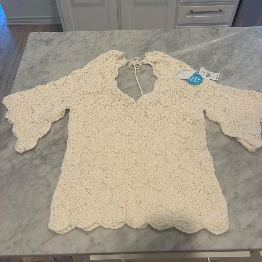 Cream Crochet Cover Up NWT XS